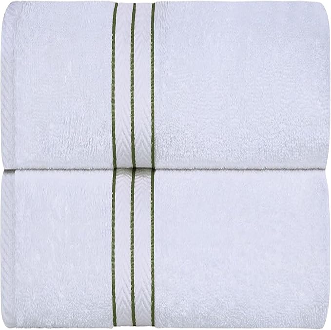 Superior Turkish Cotton Ultra-Plush 2-Piece Bath Towel Set, Towels for Shower, Bathroom, Home Essentials, Spa, Guest/Master Bath, Airbnb, Apartment, Adults and Kids, Soft Quick Drying, Forest Green