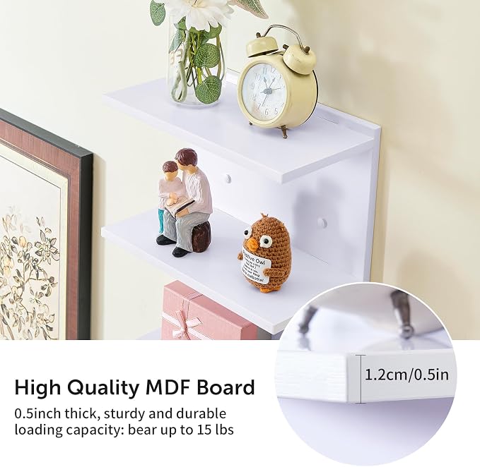 Wall Shelf Unit, 2 Pack White Lack Wall Shelf for Home Display, Ideal for Bedroom,Living Room,Office Decor,Lack Shelves for Book,Shoe,Vanity,Purse (11.8"×31.5"×5.5")
