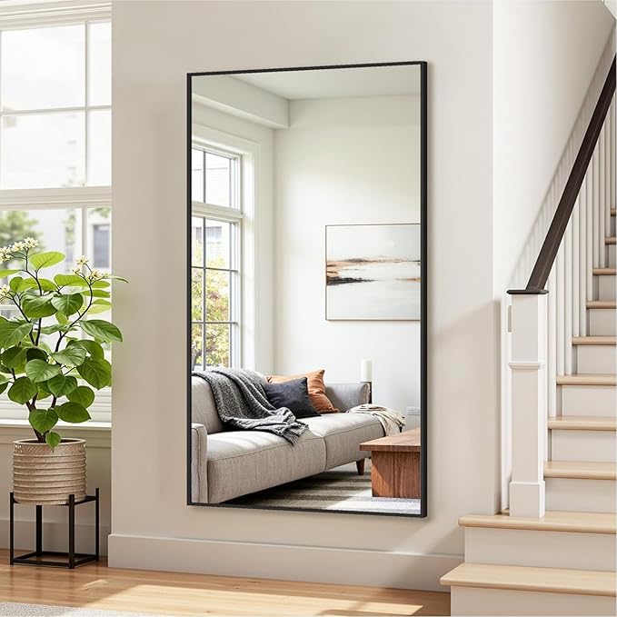 Bathroom Mirror 60" x 36", Large Rectangle Wall Mirror, Black Metal Frame Wall Mounted Mirrors for Bathroom, Vanity, Bedroom, Entryway Decor(Horizontal/Vertical)