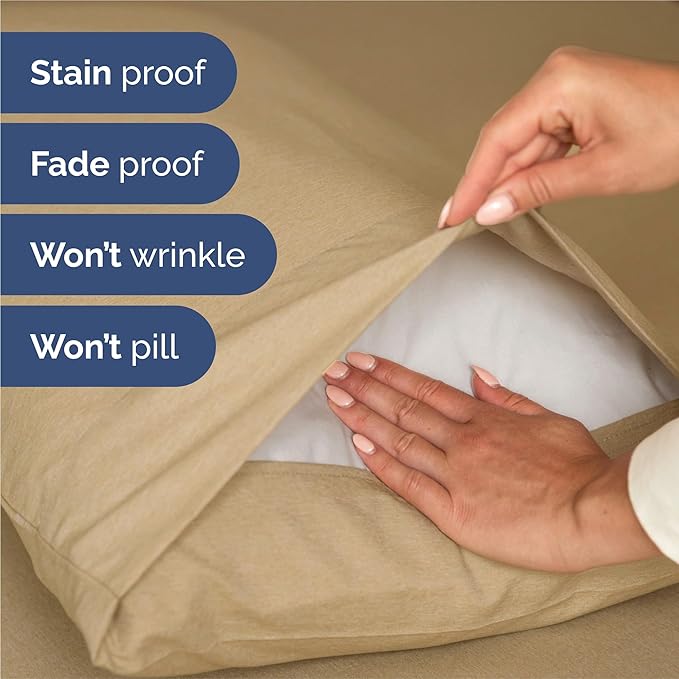 King Size 4 Piece Sheet Set - Comfy Breathable & Cooling Sheets - Hotel Luxury Bed Sheets for Women & Men - Deep Pockets, Easy-Fit, Soft & Wrinkle Free Sheets - Heathered Tan Oeko-Tex Bed Sheet Set