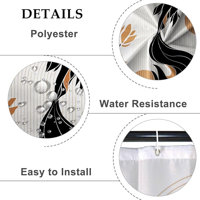 Baocicoo Bohemia Abstract Goldfish Shower Curtain Leaves Lotus Shower Curtain for Bathroom Art Home Hotel Hostel Bathtub Cubicle Decor Waterproof Curtain for Bathroom with Hooks 72x72 Inches