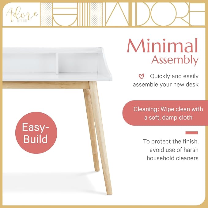 Alton Writing Computer Desk with Shelves, Retro Laptop Workstation for Home Office, Bedroom or Small Spaces