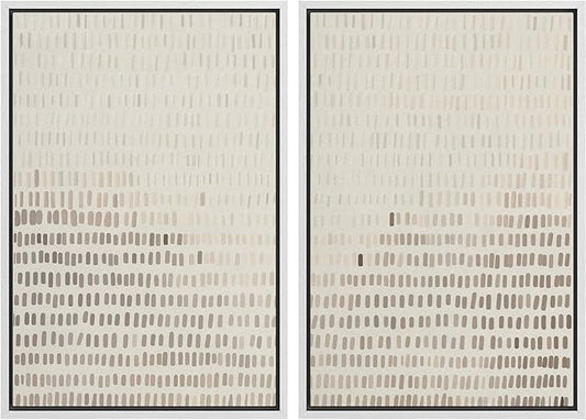 MUDECOR Framed Canvas Print Wall Art Neutral Abstract Dot Illustrations Modern Art Decorative Bohemian Colorful Chic for Living Room, Bedroom, Office - 16"x24"x2 White