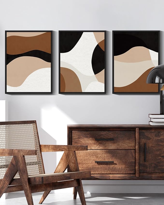 Drsoum Black Abstract Framed Wall Art Decor Minimalist Geometry Prints Shapes Illustrations Modern Art Decorative Ready to Hang - 11x14in Black Framed