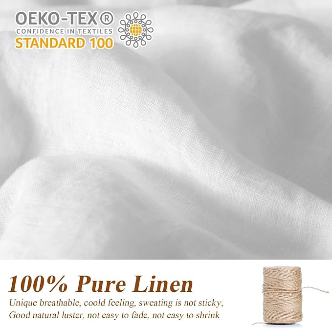 Simple&Opulence 100% Linen Euro Shams with White Trim Edges, 26"x26" Home Decorative Pillow Cover Set of 2, Basic Style Pillow Shams, White