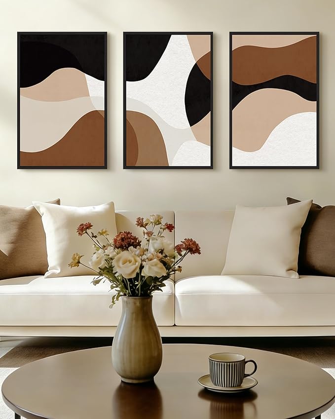 Drsoum Large 16x24in Black Abstract Framed Wall Art Decor Minimalist Geometry Prints Shapes Illustrations Modern Art Decorative Ready to Hang - Black Framed