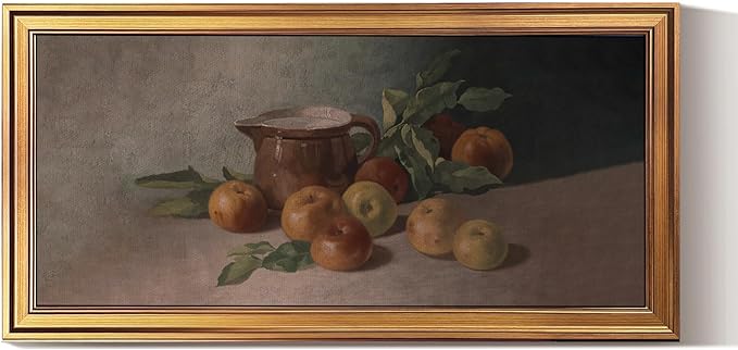 HUARCEY Gold Framed Vintage Wall Art for Living Room Harvest Apples Still Life Oil Painting Large Cottagecore Room Decor Picture Canvas Print Farmhouse Fruit Wall Decor Bedroom Kitchen Bathroom 20x40