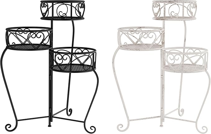 Pure Garden Tricycle Plant Stand 2-Tiered Indoor or Outdoor Decorative Vintage-Look Metal Display for Patio, Deck, Home or Lawn (Black)