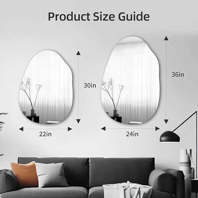 Irregular Bathroom Mirror 22''x30'', Asymmetrical Wall Mirrors with Tempered Glass for Bedroom Bathroom Living Room or Entryway