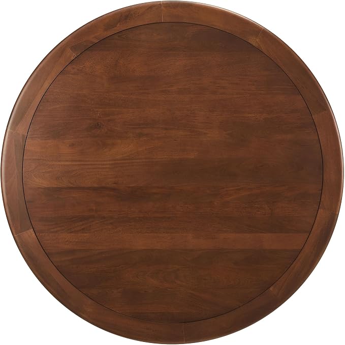 Modway Lippa 60 Inch Round Wood Dining Table with Metal Pedestal in Black Walnut - Modern Industrial Dining Table for 6 People - Solid Wood Tulip Kitchen Table