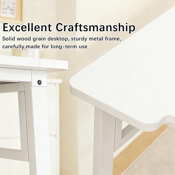 Computer Desk 39.4 Inch Small Office Desk with Wood Top and Metal Frame, Study Writing Desk for Home, Bedroom, Gaming, U-Shaped Leg Design, Modern Simple