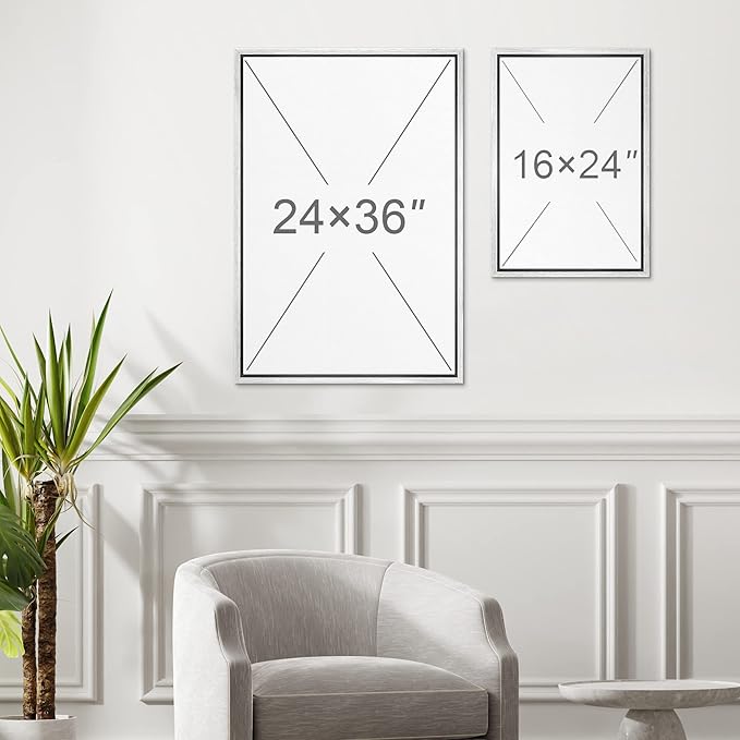 MUDECOR Framed Wall Art Print Set Misty Mountain Lake Watercolor Serene Illustrations Modern Art Boho Decorative Colorful Chic for Living Room, Bedroom, Office - 24"x36"x3 White