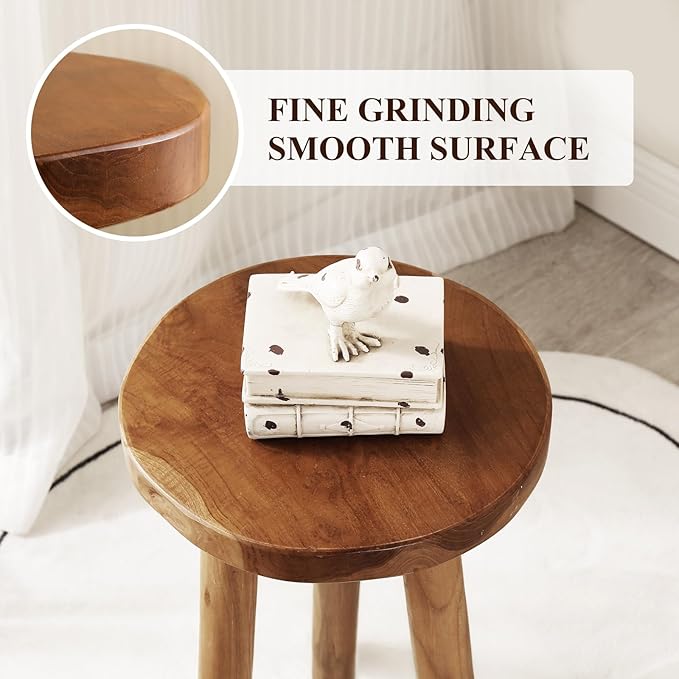11.8" Round 30" Tall Wood Plant Stand | Teak Wood Accent Stool | Accent Table |Side Table