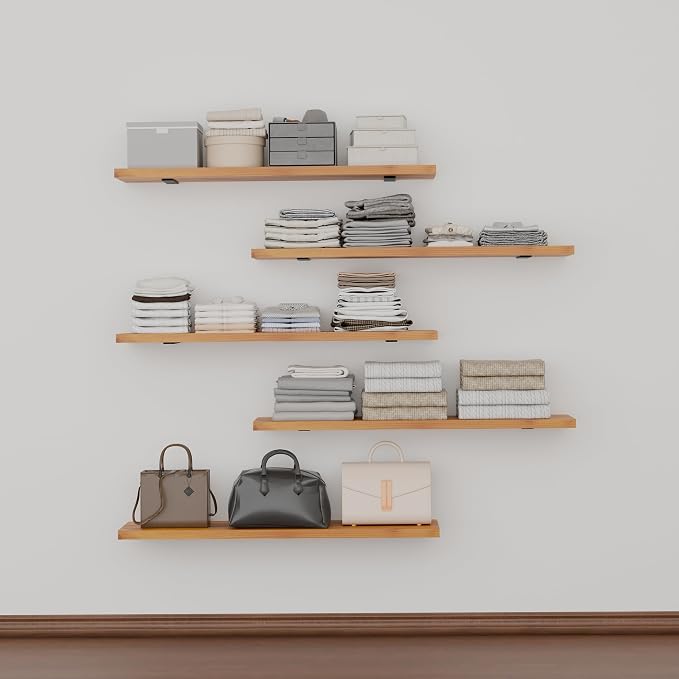 5 Tier Book Shelf,Long Floating Shelf for Wall 36 inch,Wall Mounted Bookshelf with Heavy Duty Brackets,Large Bookcase