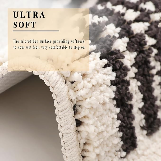 UKELER Cute Bohemian Bathroom Rug Washable Boho Home Decor Floor Mat Non-Slip Fluffy Throw Rugs for Bathroom Sink Bedroom Kitchen, Indoor Rug, Beige, 31''×20''
