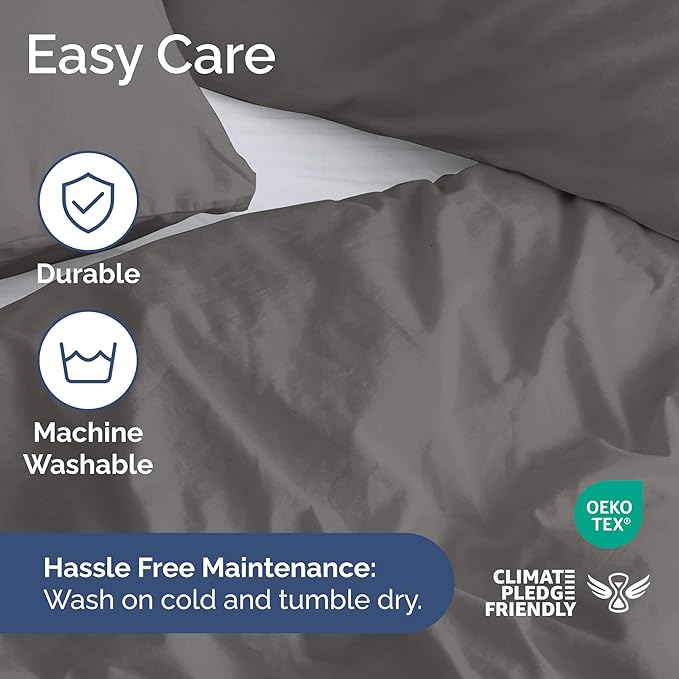 Duvet Cover Cal King Size - Extra Soft Cal King Size Duvet Cover - Lightweight, Breathable, Easy Care & Fade Free w/Zipper Closures & Ties - 104" x 98" Inches - (Dark Grey) Comforter Not Included