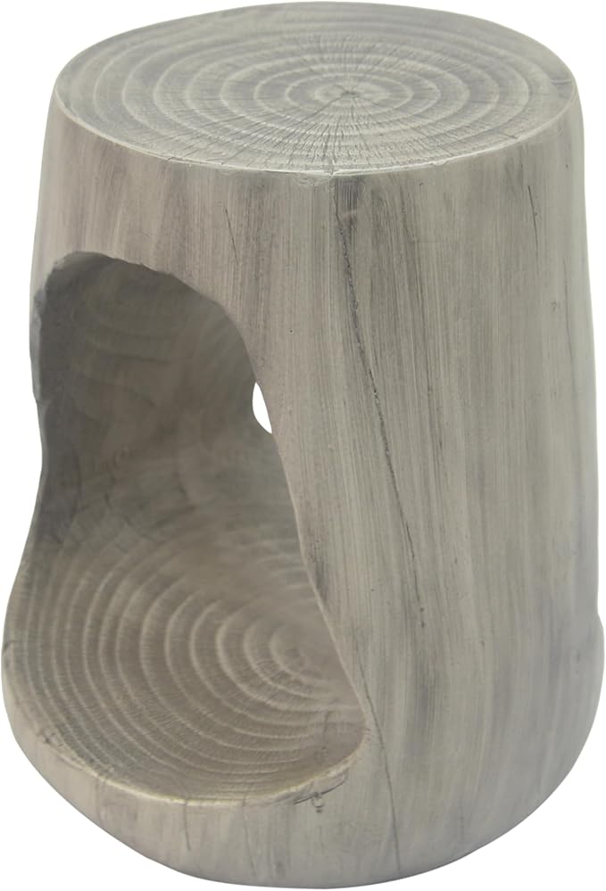 ø14.5'' Side Table End Table for Living Room, Modern Retro Farmhouse Countryside Style, Magnesium Oxide Material for Indoor & Outdoor, No Assembly, Wood Grain, Gray