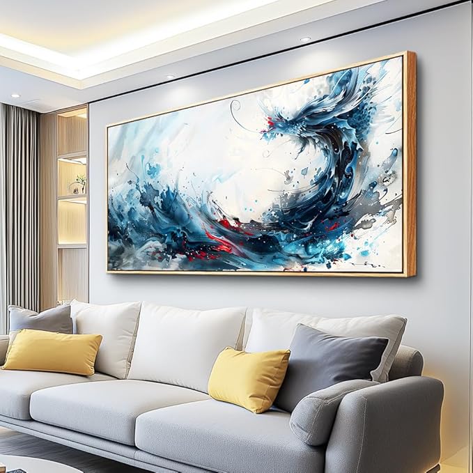 hyidecorart Canvas Prints Wall Art For Living Room Abstract Painting Wall Artworks Wall Decor for Bedroom Hang Pictures For Office Decoration Minimalism Watercolour Posters Black Framed Hotel Mural