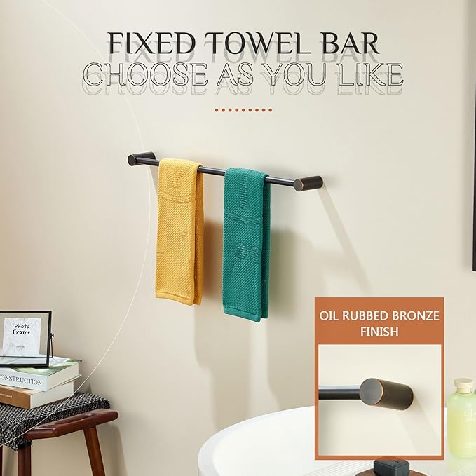 KOKOSIRI Bath Towel Bar 20-Inch Hand Towel Holder Single Rail for Lavatory and Bathroom Wall Mounted Oil Rubbed Bronze Stainless Steel, B4007ORB-L20