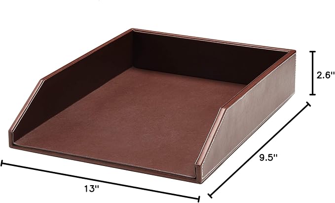 Gallaway Leather Letter Desk Organizer - Premium PU Leather Perfect for Office Organization, Document Holder Fits A4 Paper, Stackable Drawers for Extra Desk Storage