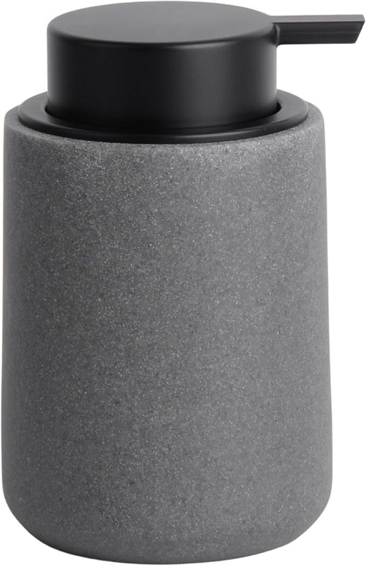 Clasin Home Resin Hand Soap Dispenser with Easy-to-Press Pump, Refillable Liquid Soap Dispenser with Sandstone Like Finish, Waterproof Bottle Labels for Bathroom Kitchen Dish Lotion (Gray, 10 oz)