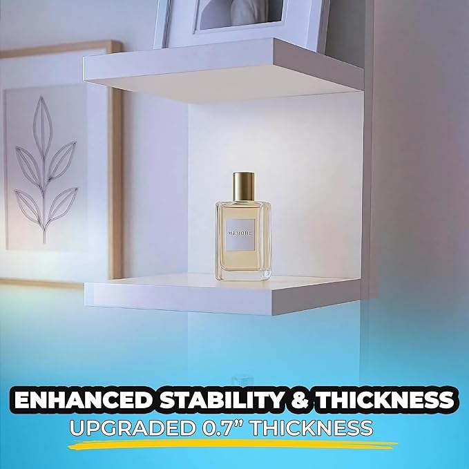 Home Stuff Wall Shelf Unit, 11 3/4x74 3/4,Use Fixing Devices Suitable for The Walls in Your Home, 7 Tier Vertical Lack Wall Shelves, Column Shelf Organizer & Storage for Bedroom(2 x White with LED)