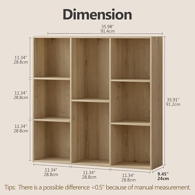 8 Cube Storage Organizer, Wooden Cube Shelves with Closed Back Panel, Reversible Bookcase, Cubes Closet Organizer for Home, Living Room, Kids Room, Office, Bedroom, Study, Hallway