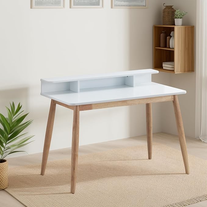Roskilde Storage Wood Office Desk, White