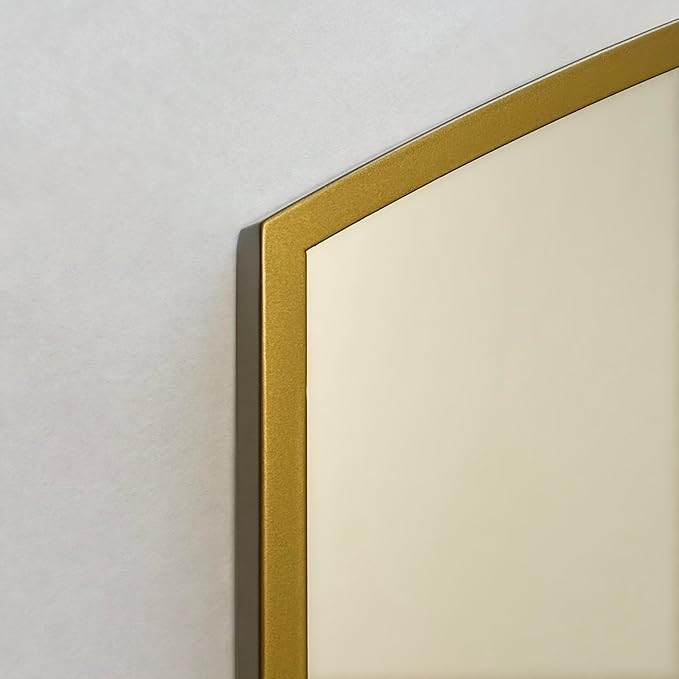 Harper Crescent Wall Mirror 24”x36” Over Sink Bathroom Mirror, Arched Arc Tempered Glass “Brass” Vanity Mirror, Great for Hallway/Entryway/Bedroom, Hangs Horizontal/Portrait/Vertical/Landscape, Gold