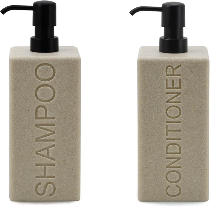 Rectangular Resin Dispenser Premium Bathroom Shampoo Conditioner Body Wash Bottle Modern Refillable Pump Design
