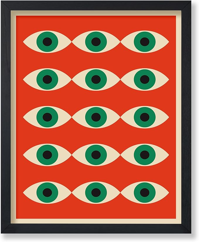 Poster Master Bauhaus Poster - Red Evil Eye Print - Graphic Design - Eye Illustration - Geometric Art - Chic Boho Design - Mid Century Modern Illustration - Living Room or Bedroom Wall Decor - 11x14 UNFRAMED Wall Decor