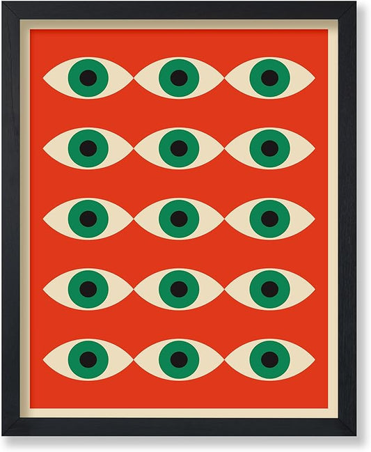 Poster Master Bauhaus Poster - Red Evil Eye Print - Graphic Design - Eye Illustration - Geometric Art - Chic Boho Design - Mid Century Modern Illustration - Living Room or Bedroom Wall Decor - 24x32 UNFRAMED Wall Decor