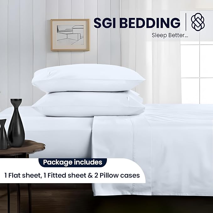 SGI bedding 100% Egyptian Cotton Sheets RV King Size – 600 Thread Count Sheets Set, Soft, Cooling, 15" Deep Pocket, Luxury Hotel Bedding, Breathable, Durable - Light Blue
