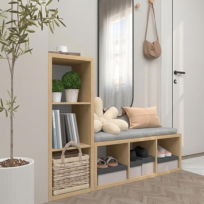 Endearing Limons【2026 Wooden Thick Border】 3 Cube Shelf Storage Organizer with Anti-Tipping Kits + Reversible Open Back Bookcase (11 x 11 Unit Cell Oak)