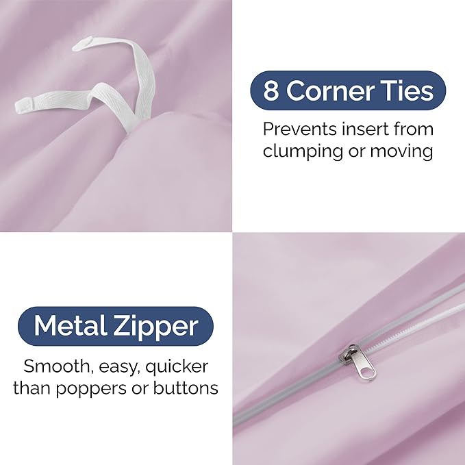 Duvet Cover Cal King Size - Extra Soft Cal King Size Duvet Cover - Lightweight, Breathable & Fade Free with Zipper Closures and Ties - 104" x 98" Inches - (Light Lavender) Comforter Not Included