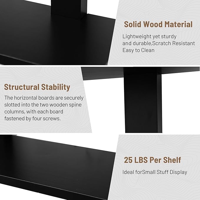 PHOENANCEE 3 Tier Floating Shelves,Long Wall Shelf,Over The Toilet Shelves Bathroom Hanging Display Storage Rustic for Living Room Bedroom Kitchen Office Coffee Bar Decor Decorative,24 Inch,(Black)
