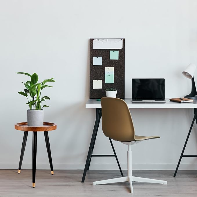 KGPLOME 2 Pack Indoor Plant Stand with Raised Design, Table with Metal Tall | 11.8"x17" Walnut Round Wood Mid Century Plant End Table Heavy Duty Small Side Flower Pot Stand