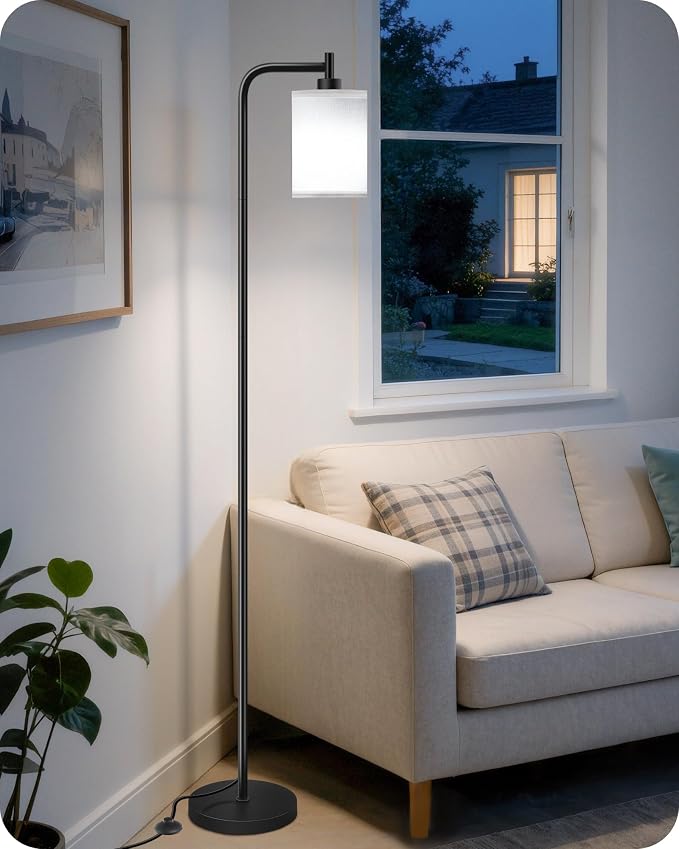 2Pack Dimmable Floor Lamp for Living Room with Remote and Foot Switch, Modern Standing, Corner Lamp,10W Bulb 3 Color Temperatures, for Bedroom, Office, ETL Listed, Black and White CW19LDP205