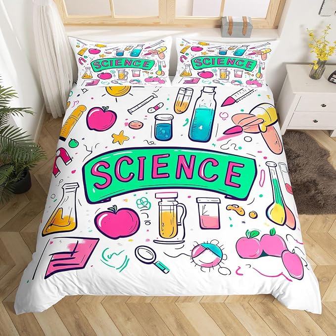 Erosebridal Science Duvet Cover Set Chemistry Science Educational King Bedding Set for Adult Men | School Physics Formula Comforter Cover Back to School Supplies Bed Sets, Room Decor Aesthetic