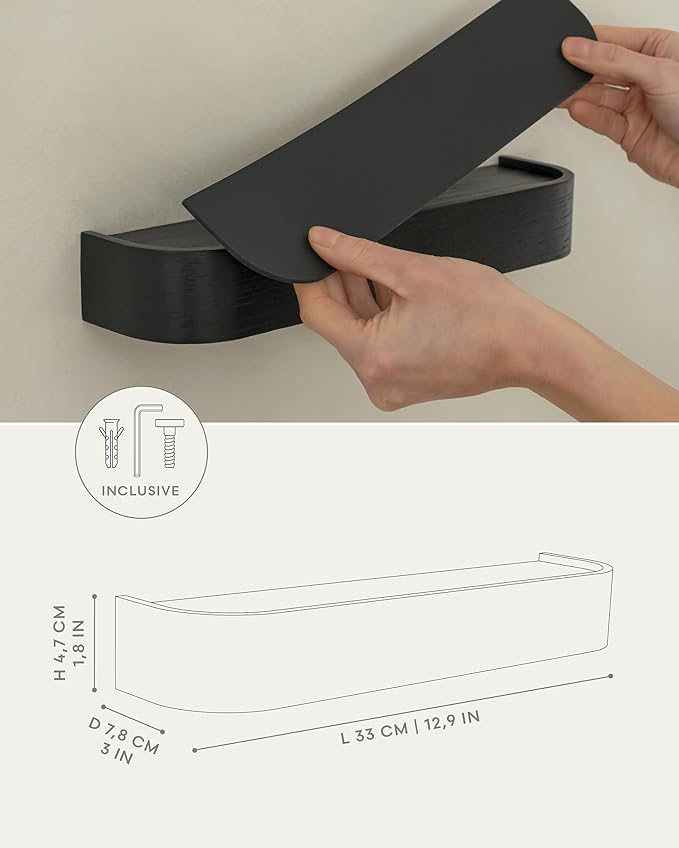 Kazai. Key Holder 'Toke' | Minimalist Key Hook Design from Berlin | Modern Key Holder Wall Mount with Wooden Shelf | Key Rack for Wall as Entryway Organizer | Oak, Black