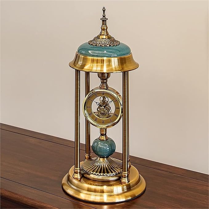 Mantel Clock for Living Room Desk Clock Table Light Luxury Desktop Sitting Metal Retro Decoration Shelf Decoration