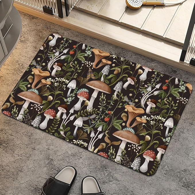 Bath Mat Rug,Bobo Mushrooms Non Slip Quick Dry Super Absorbent Thin Bathroom Rugs Fit Under Door-Easy to Clean Bathroom Floor Mats-Shower Rug for Shower Sink Bathtub(20" x 31"in)