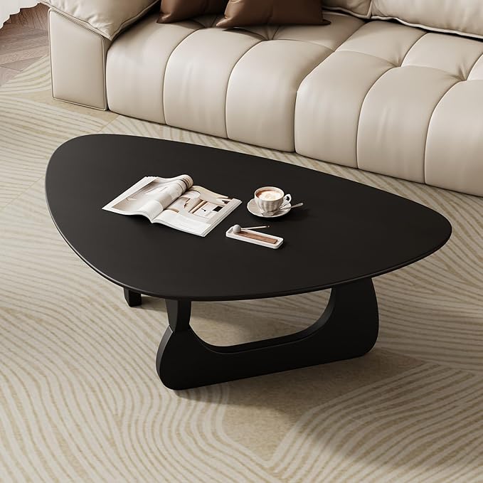 Mid Century Modern Coffee Table - Black Wooden Coffee Table for Living Room,Center Table Suitable for Bedroom Living Room Reception Office Tables (Black, Large 45 * 29 * 16in)