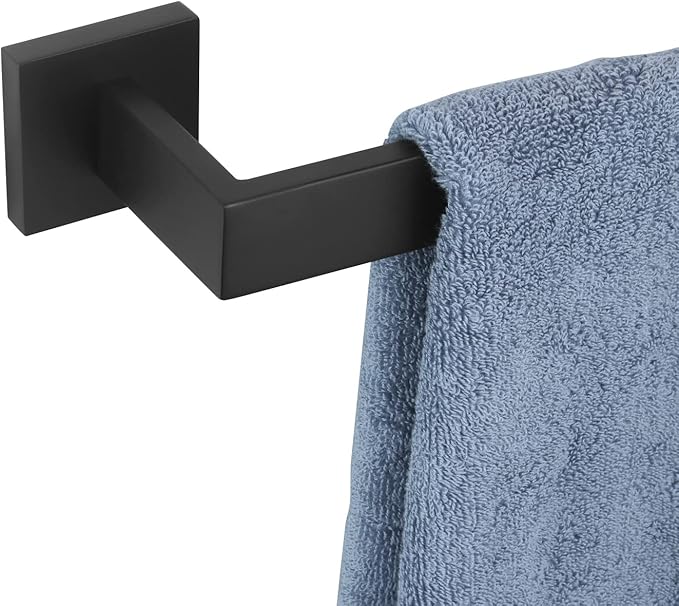 KOKOSIRI 16-Inch Single Towel Bar, Bathroom Kitchen Towel Holder, Wall Mounted SUS304 Stainless Steel Towel Rack, Matte Black, B4003BK-L16