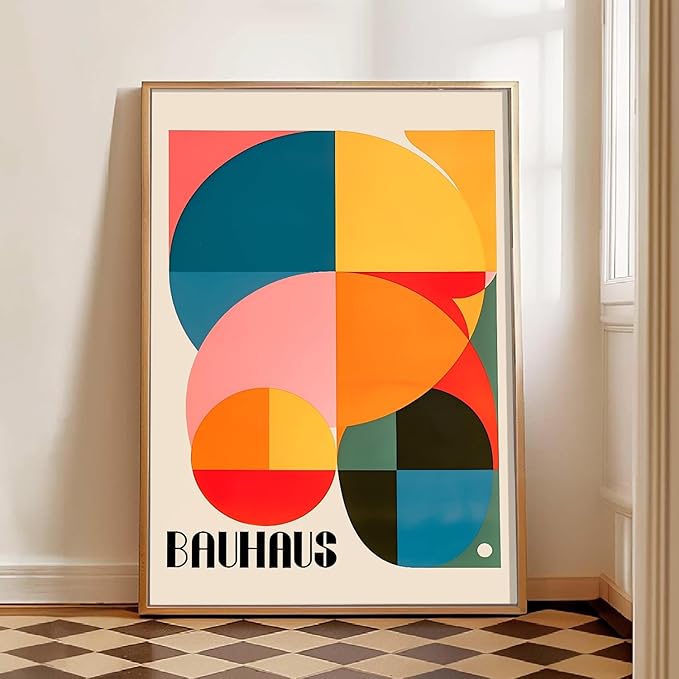 Colorful Geometric Wall Art Blue Orange Color Block Prints Abstract Shaped Picture Trendy Bauhaus Print Bauhaus Exhibition Poster Abstract Geometric Print Mid Century Modern Artwork 16x24in No Frame