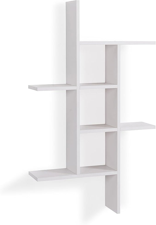 Danya B. Cantilever Cubby Decorative Modern Wall Mount Shelf – Horizontal or Vertical (White)
