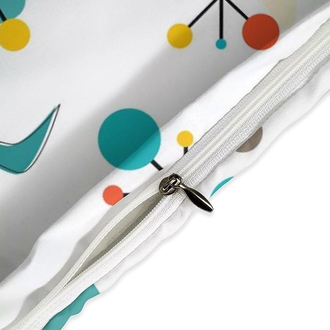 Mid Century Bedding Set,1950s 1960s Vintage Atomic Abstract Green Geometric Pattern Comforter Set with Pillowcase for Bedroom Bed Decor,Full 79"x90"