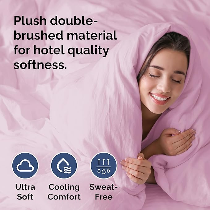 Duvet Cover Twin/Twin XL Size - Extra Soft Twin/Twin XL Size Duvet Cover - Breathable, Easy Care and Fade Free with Zipper Closures & Ties - 68" x 90" Inches - (Light Pink) Comforter Not Included
