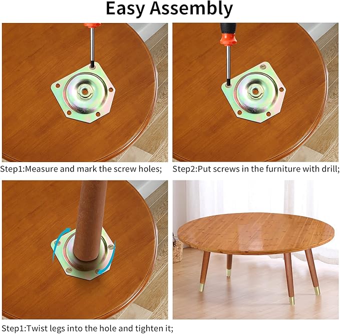 TEMI 16" Wood Table Legs – Premium Set of 4 Wooden Furniture Legs for Desk, Coffee Table, Bench, Chair, Dresser, Bed, and Cabinet – Strong, Durable and Easy to Install