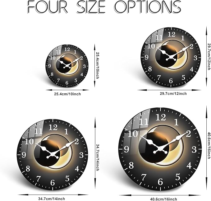 10 Inch Black Gold Wall Clock, Modern Silent Non-Ticking Analog Wall Clocks, Farmhouse Small Wall-Clock Battery Operated Decorative for Bedroom Office Living Room Wall Décor